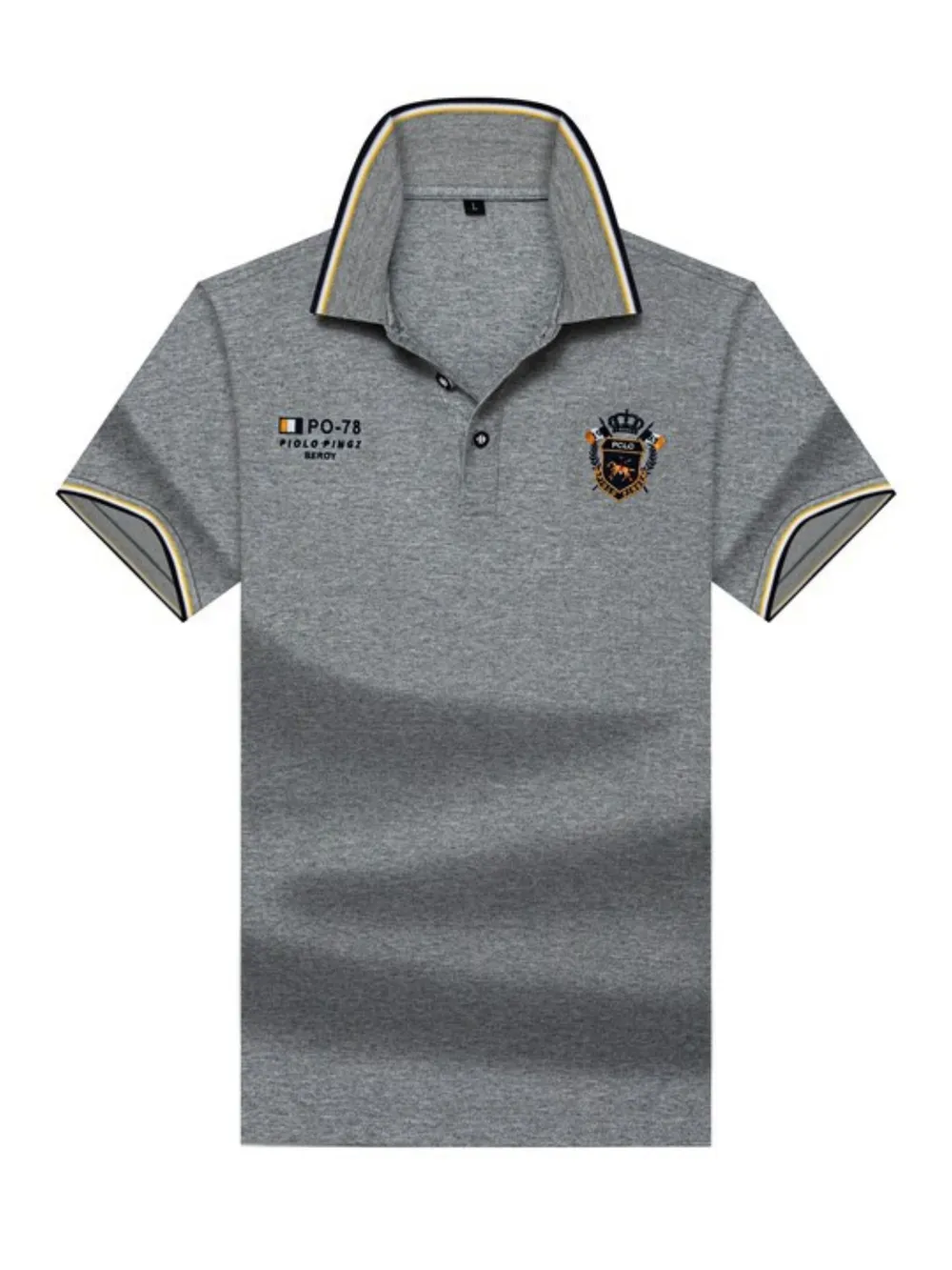 Men's Plus Size Embroidered Detail Short Sleeve Polo, image 2