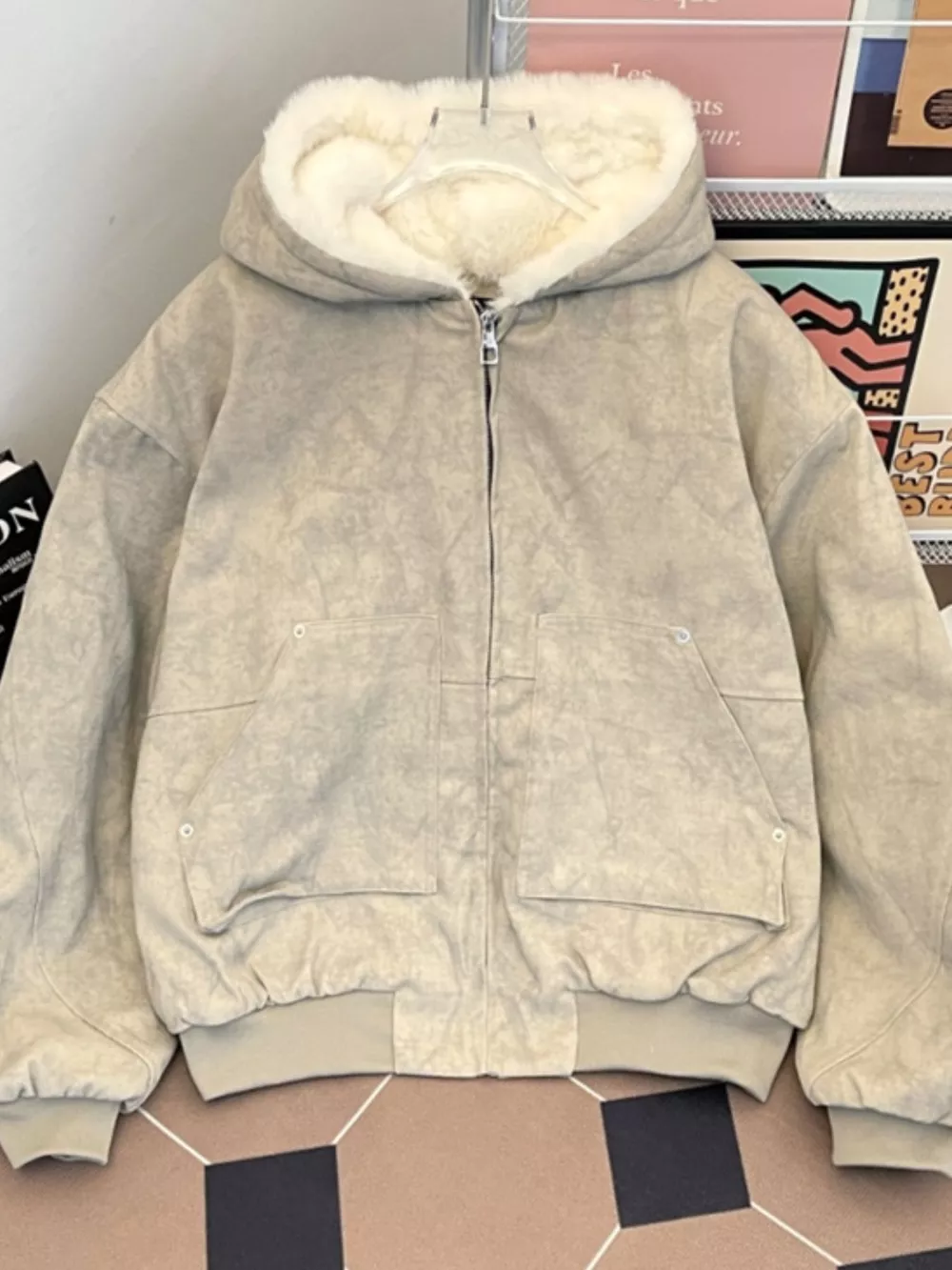 Men's Cozy Sherpa Lined Hooded Jacket, image 5