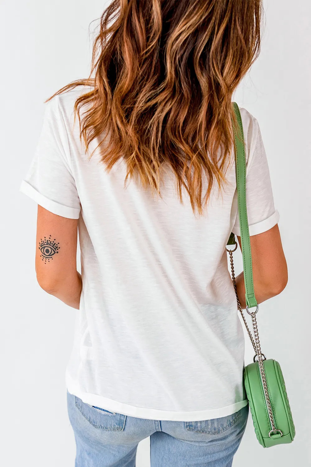 Letter Graphic Round Neck Short Sleeve T-Shirt, image 3