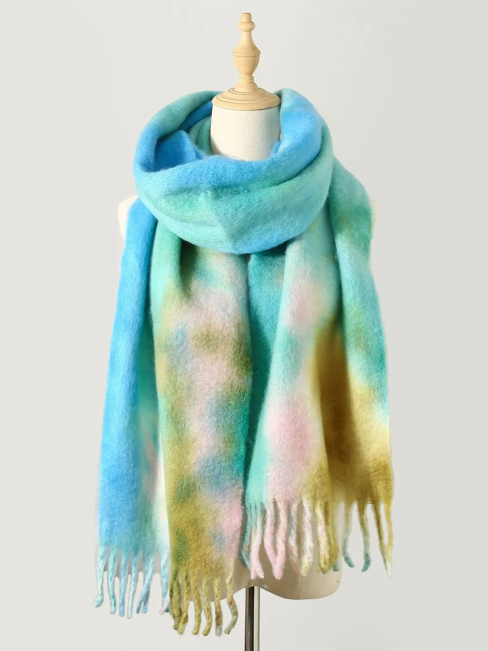 Fringe Tie-Dye Polyester Scarf, image 2