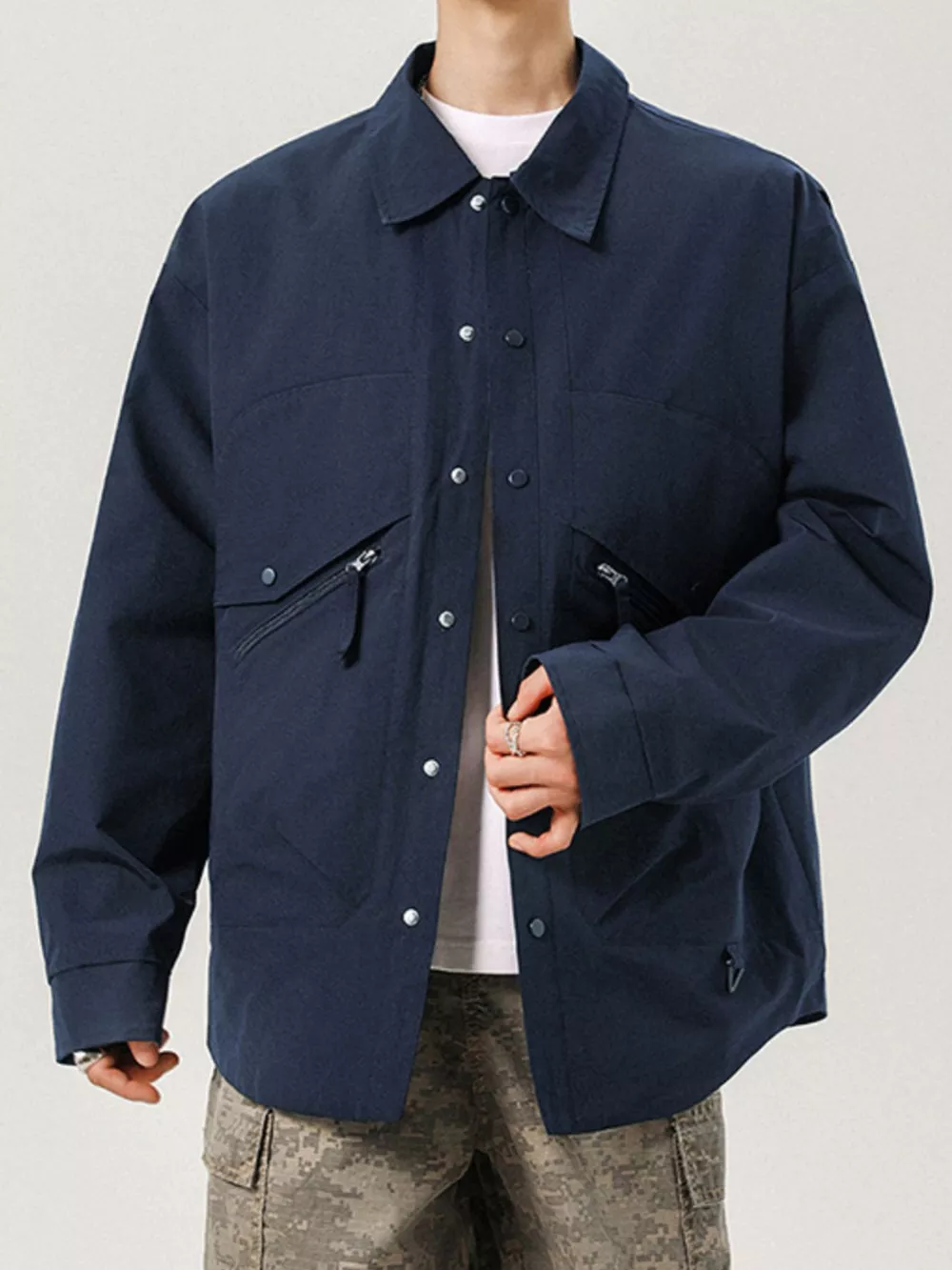 Men's Plus Size Casual Snap-Down Jacket, image 8