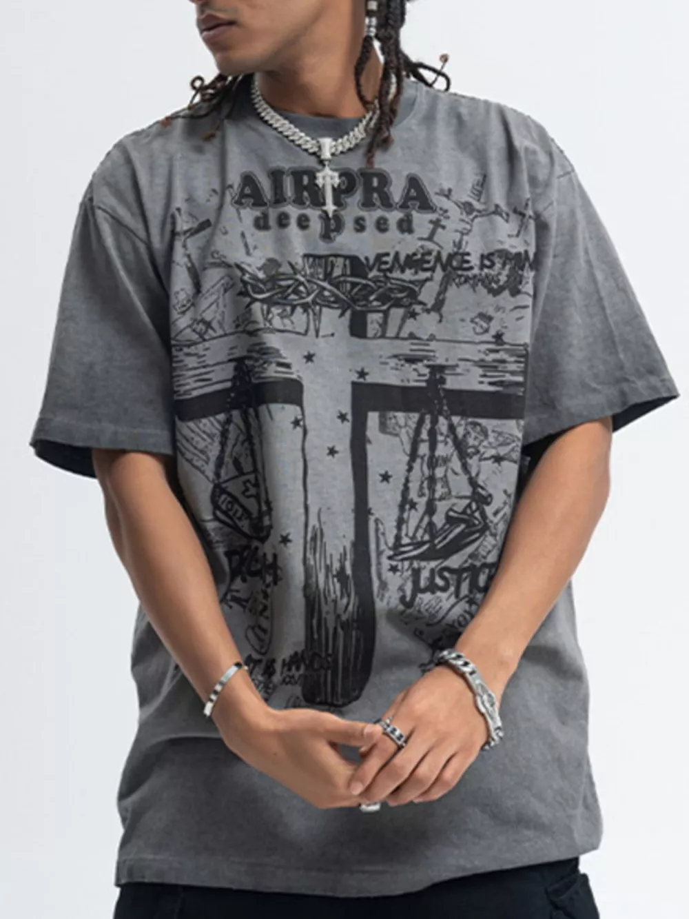 Men's Graphic Round Neck Short Sleeve T-Shirt