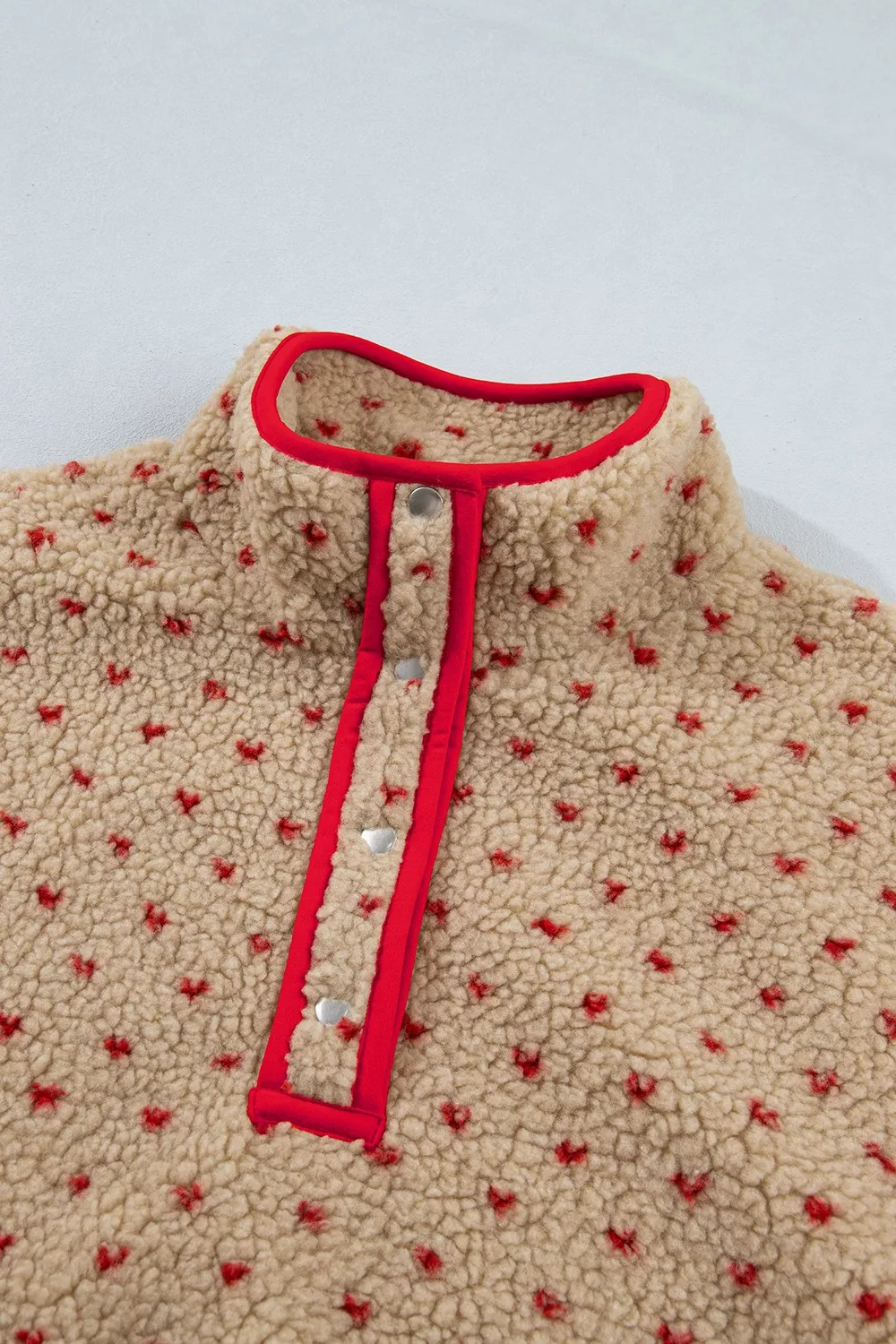 Heart Pattern Fleece Colorblock Collar Long Sleeve Sweatshirt, image 6