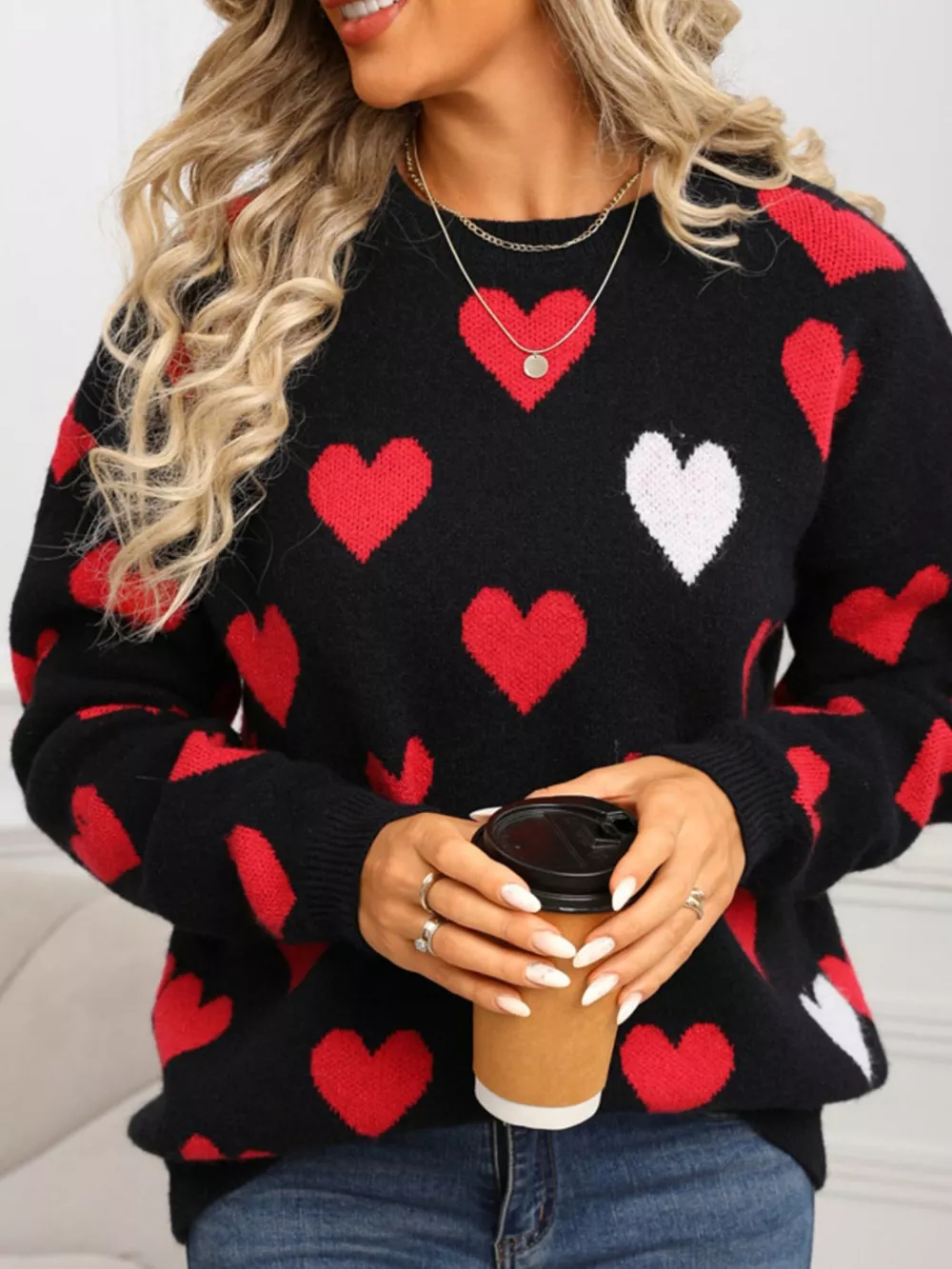 Valentine's Day Heart Crew Neck Sweater, image 11