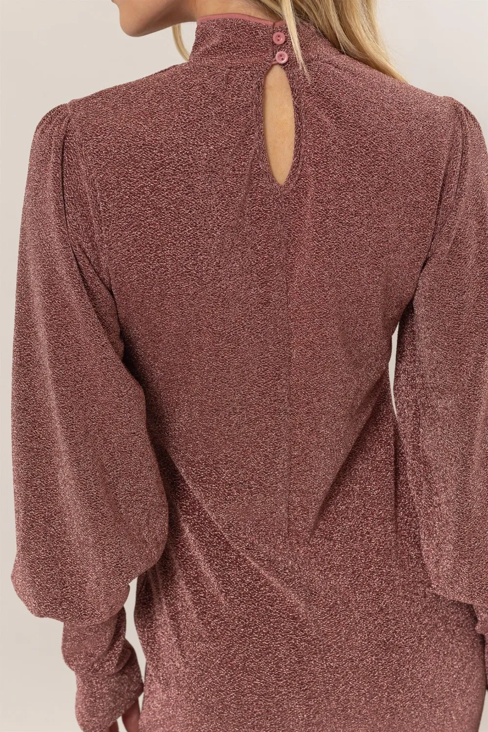 Glitter Mock Neck Long Sleeve Mini Dress, image 5