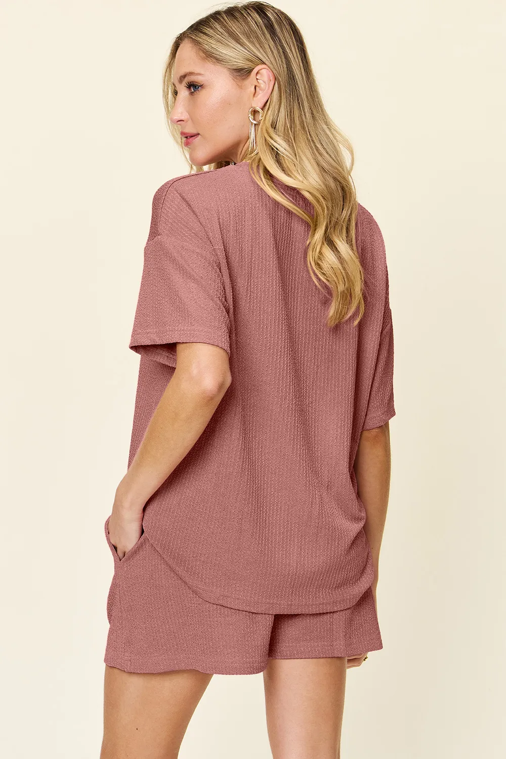 Full Size Round Neck Short Sleeve T-Shirt and Shorts Set, image 6