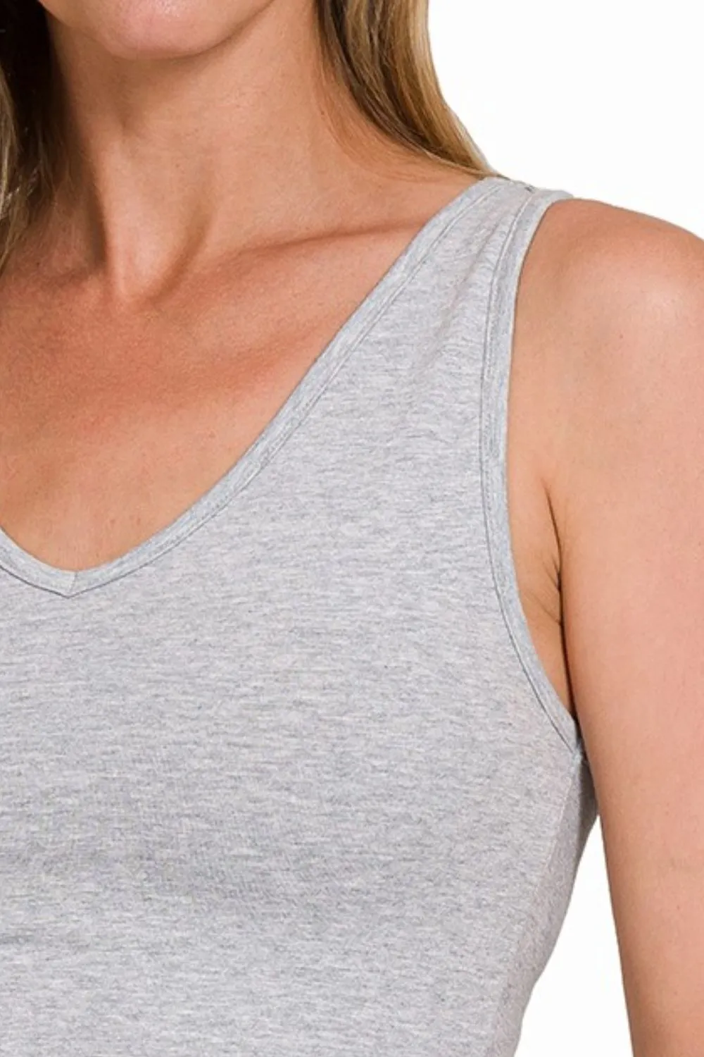Cotton V-neck Cropped Cami Top, image 3