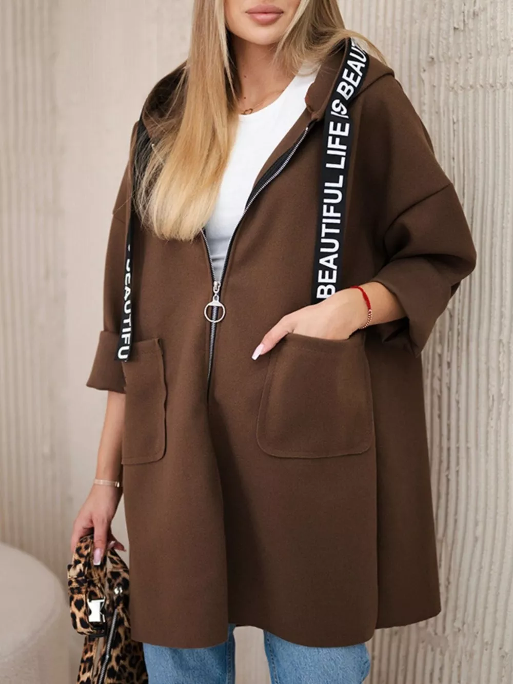 Full Size Hooded Zip-Up Longline Outerwear Plus Size, image 8
