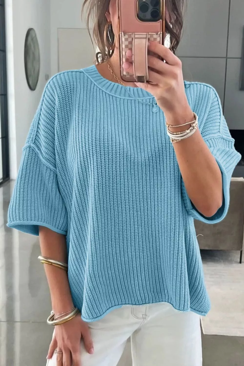 Casual Knit Half Sleeve Sweater, image 2