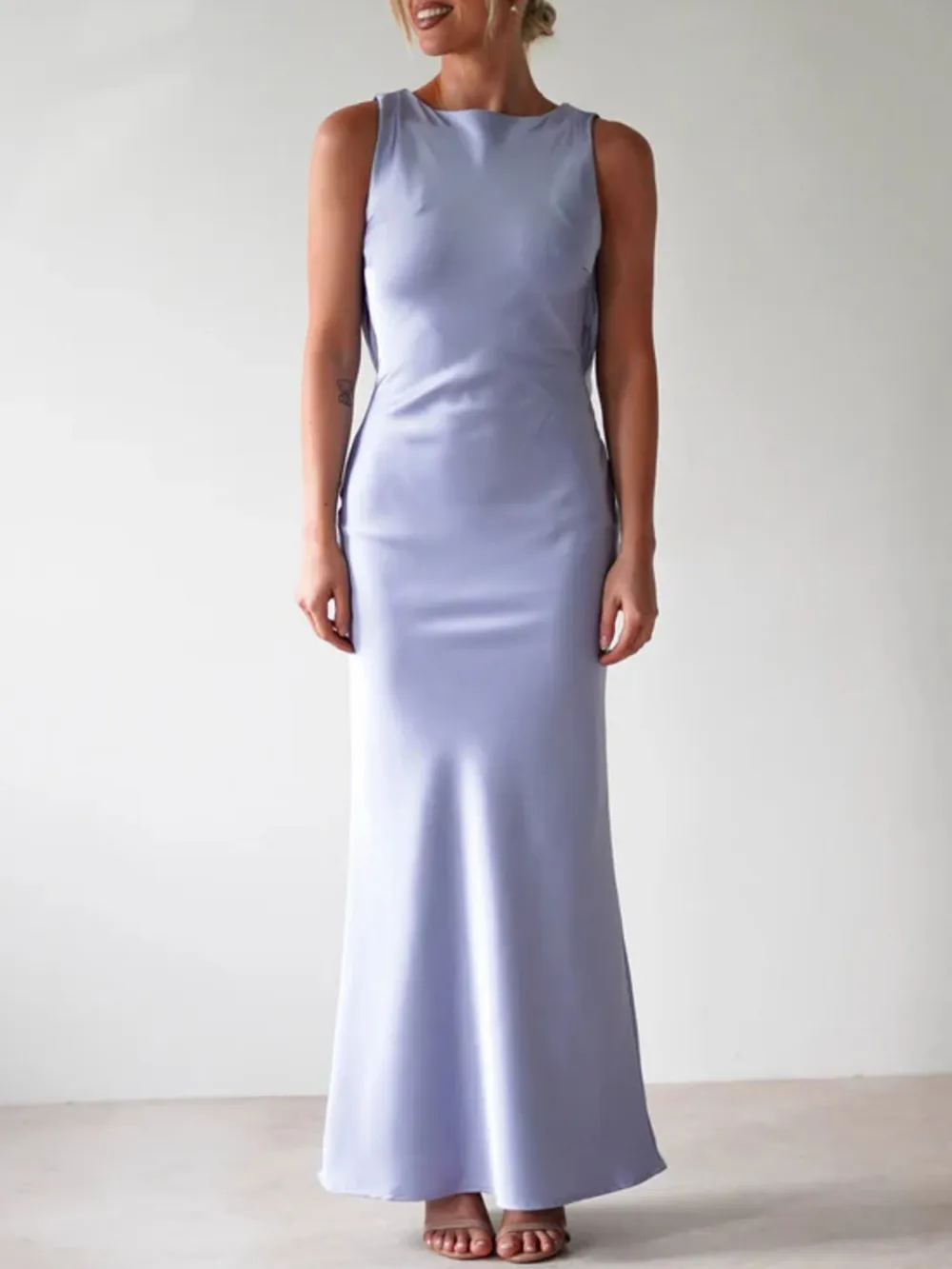 Satin Sleeveless Maxi Dress