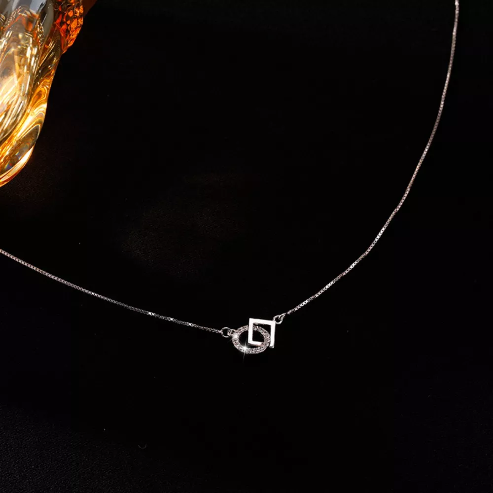 925 Sterling Silver Zircon Geometric Necklace, image 5