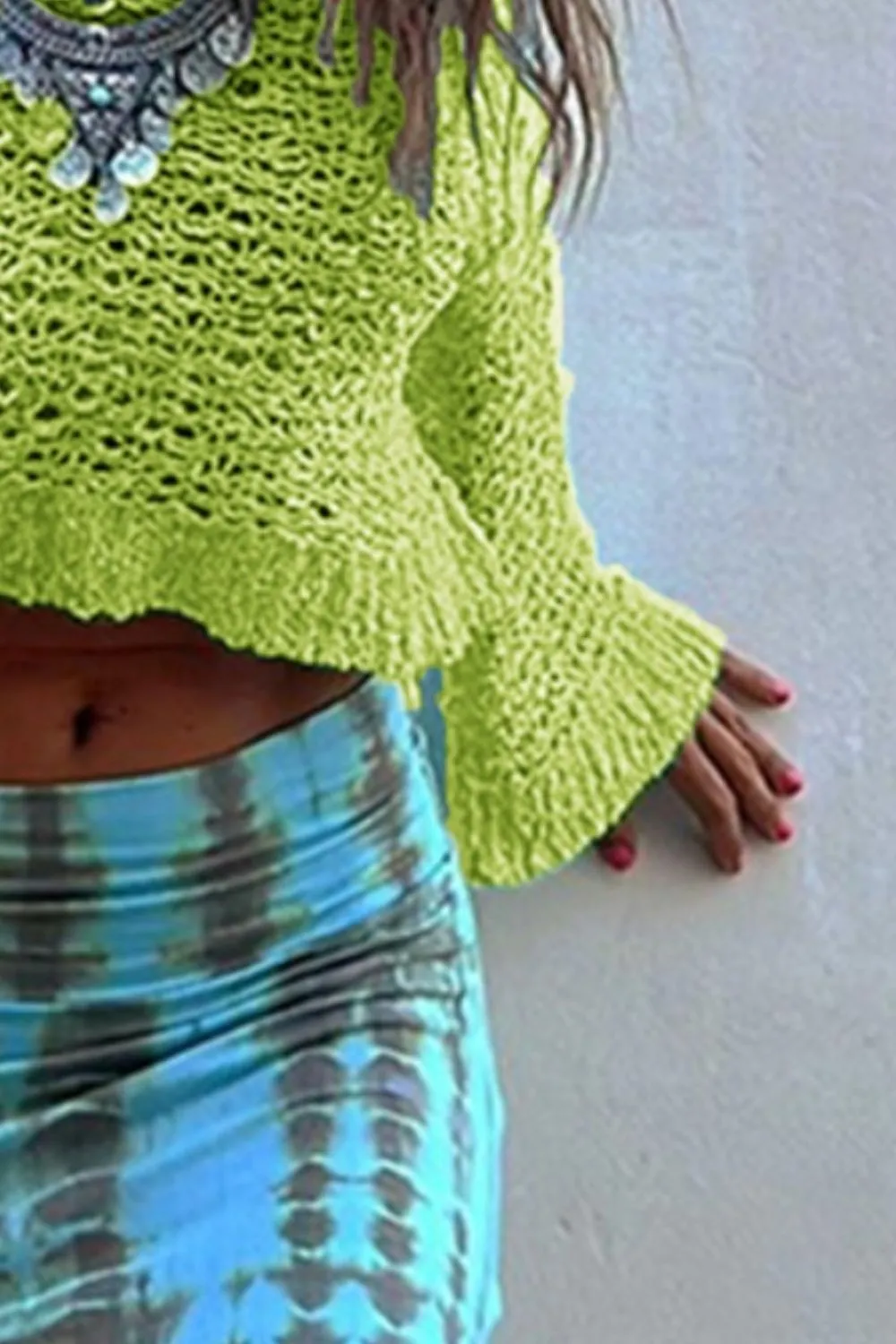 Round Neck Long Sleeve Knit Cover Up, image 15