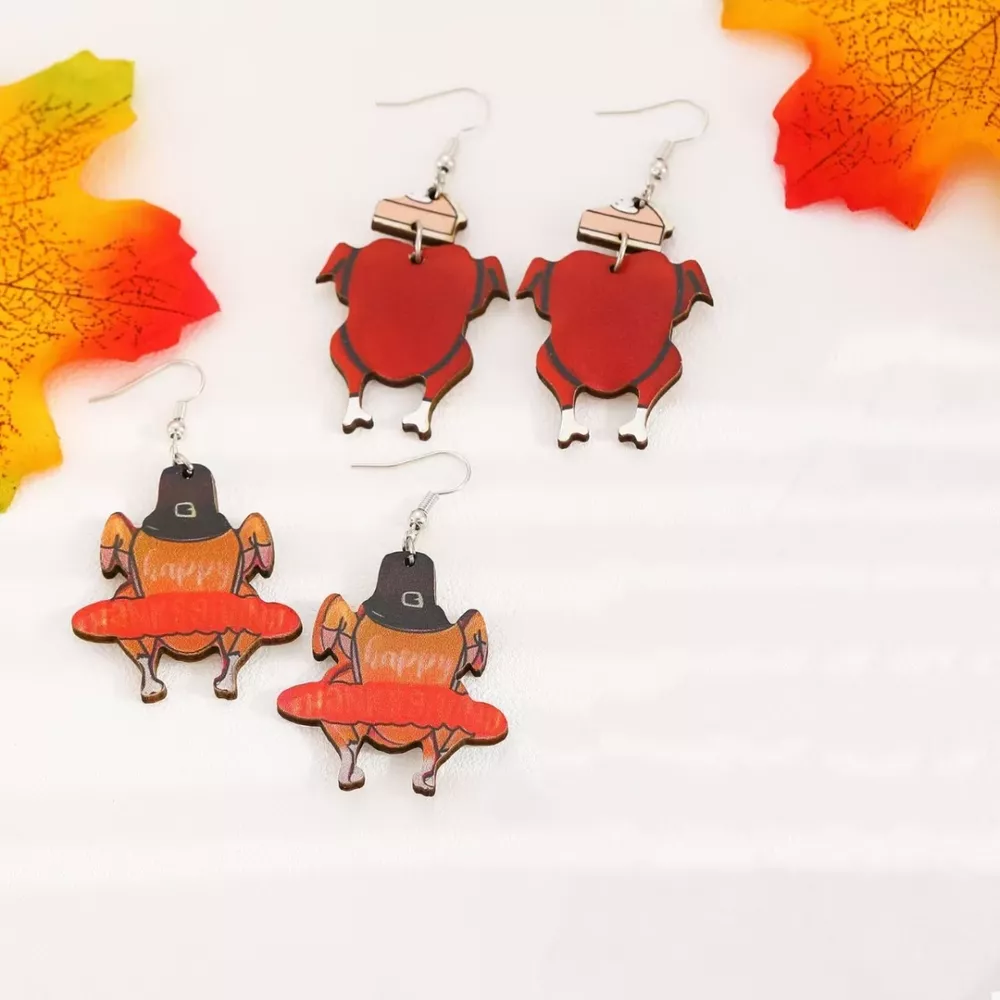 Thanksgiving Turkey Dangle Earrings, image 3