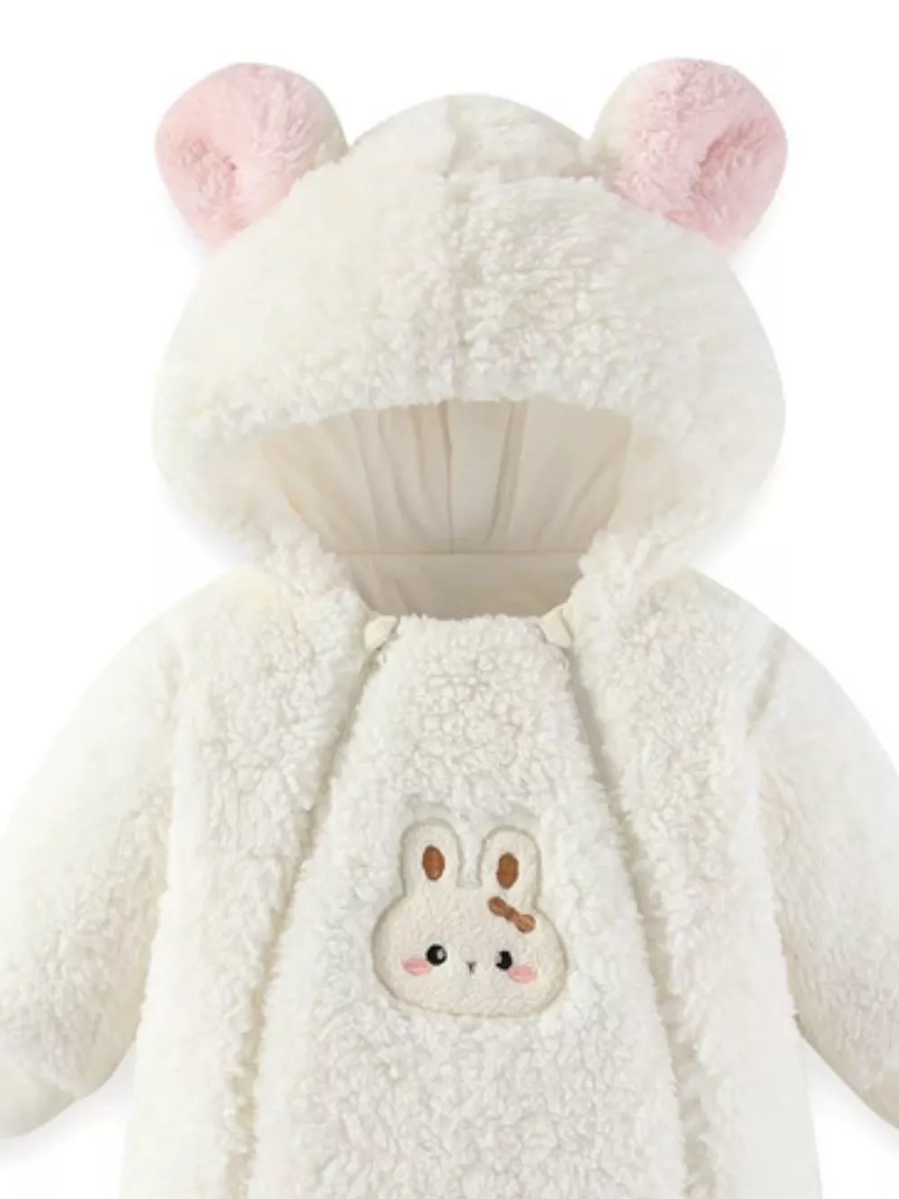 Cute Bunny Hooded Fleece One-Piece, image 3