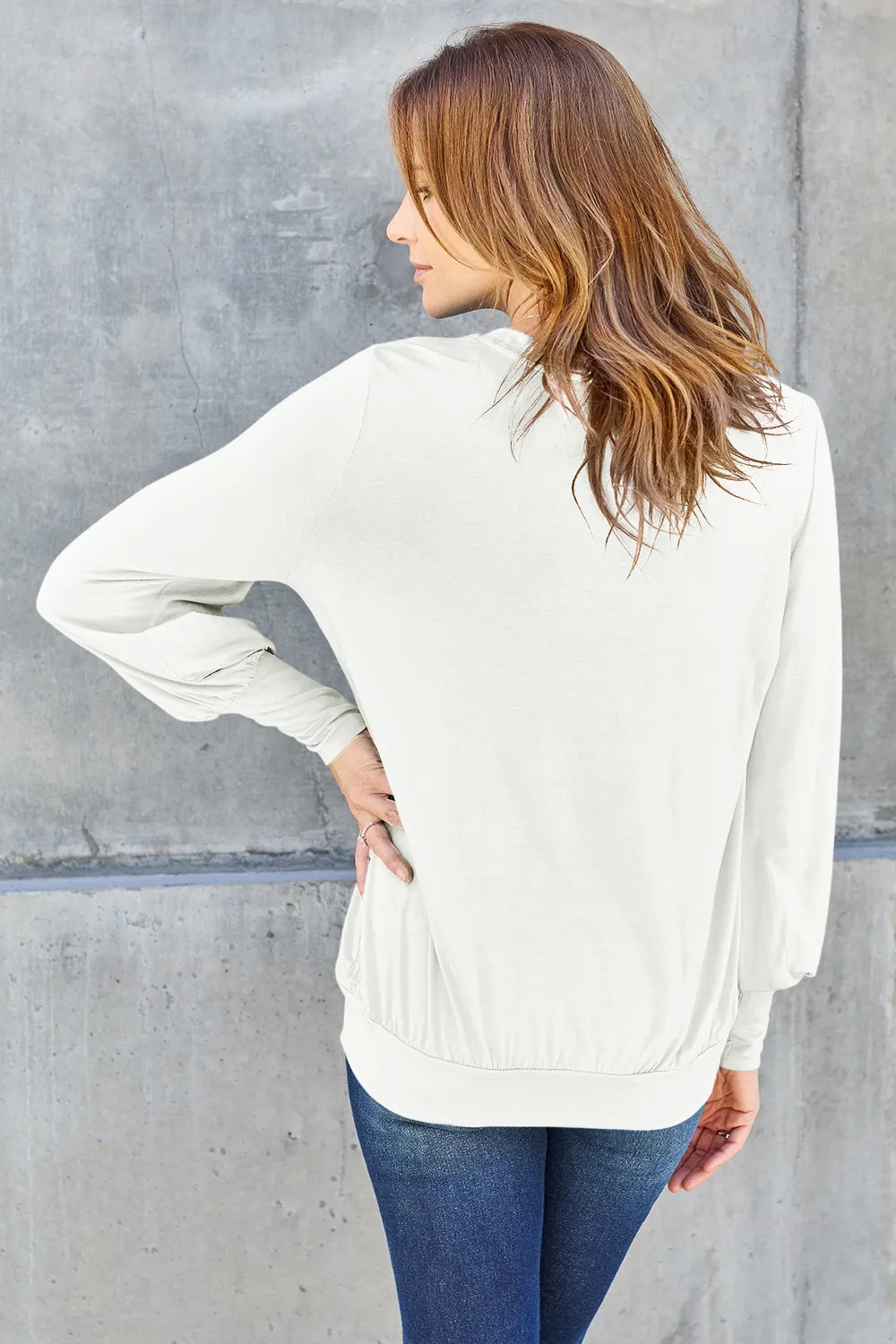 Full Size V-Neck Lantern Sleeve Top, image 23