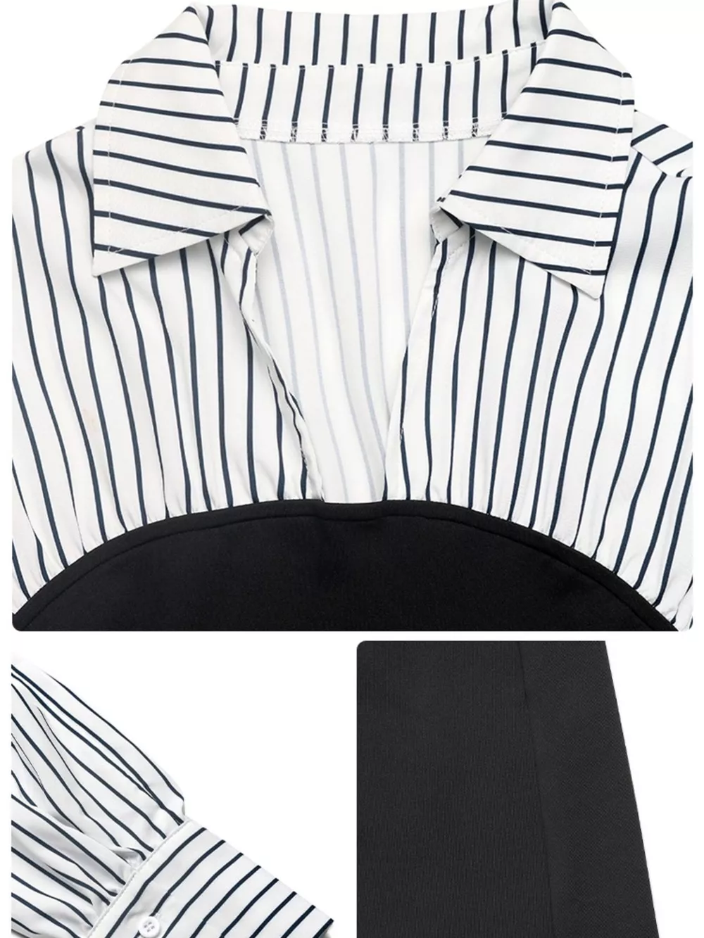 Striped Shirt Panel Bodycon Mini Dress, image 3