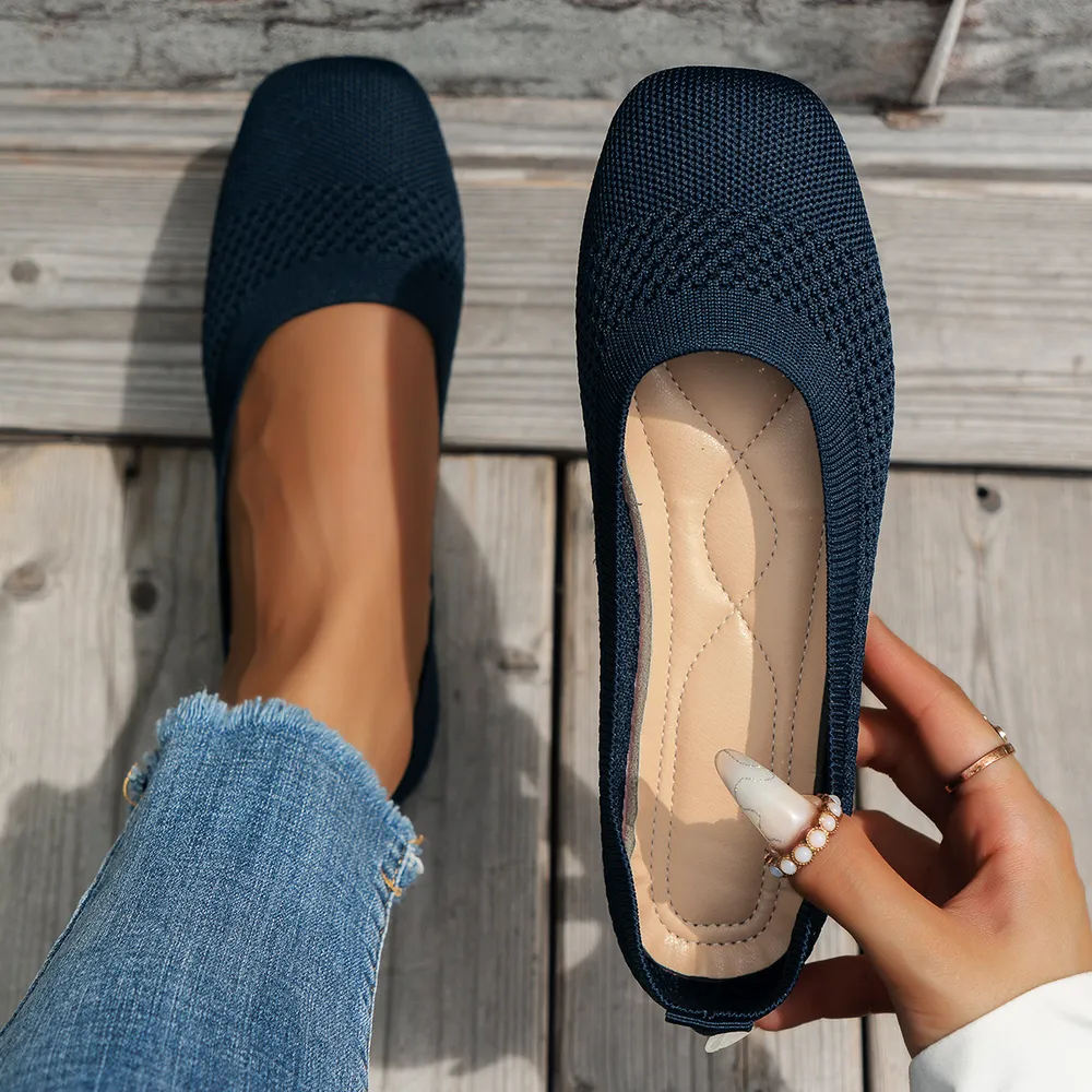 Square Toe Solid Color Mesh Slip-Ons, image 10