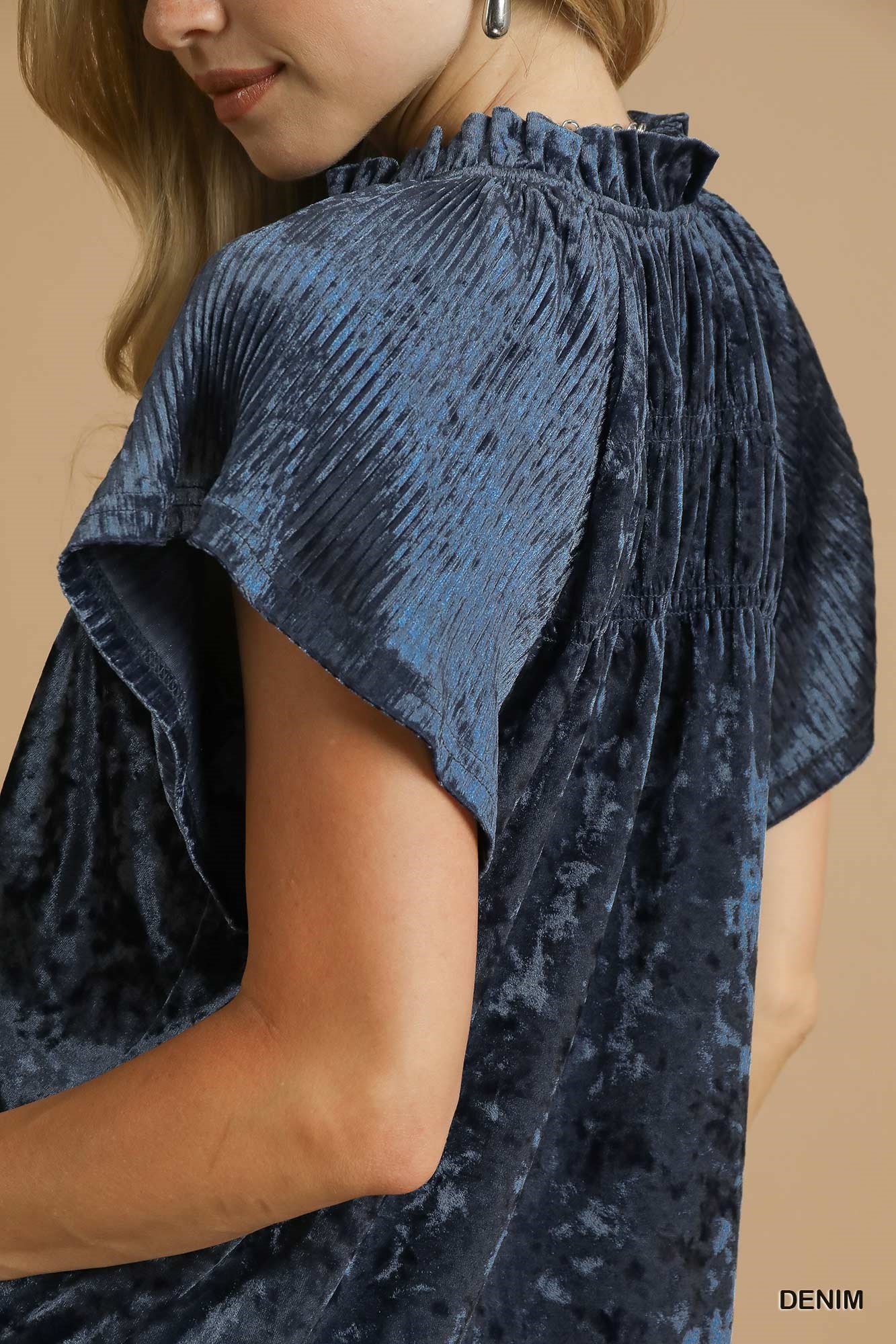 Crushed Velvet Pleated Blouse, image 5