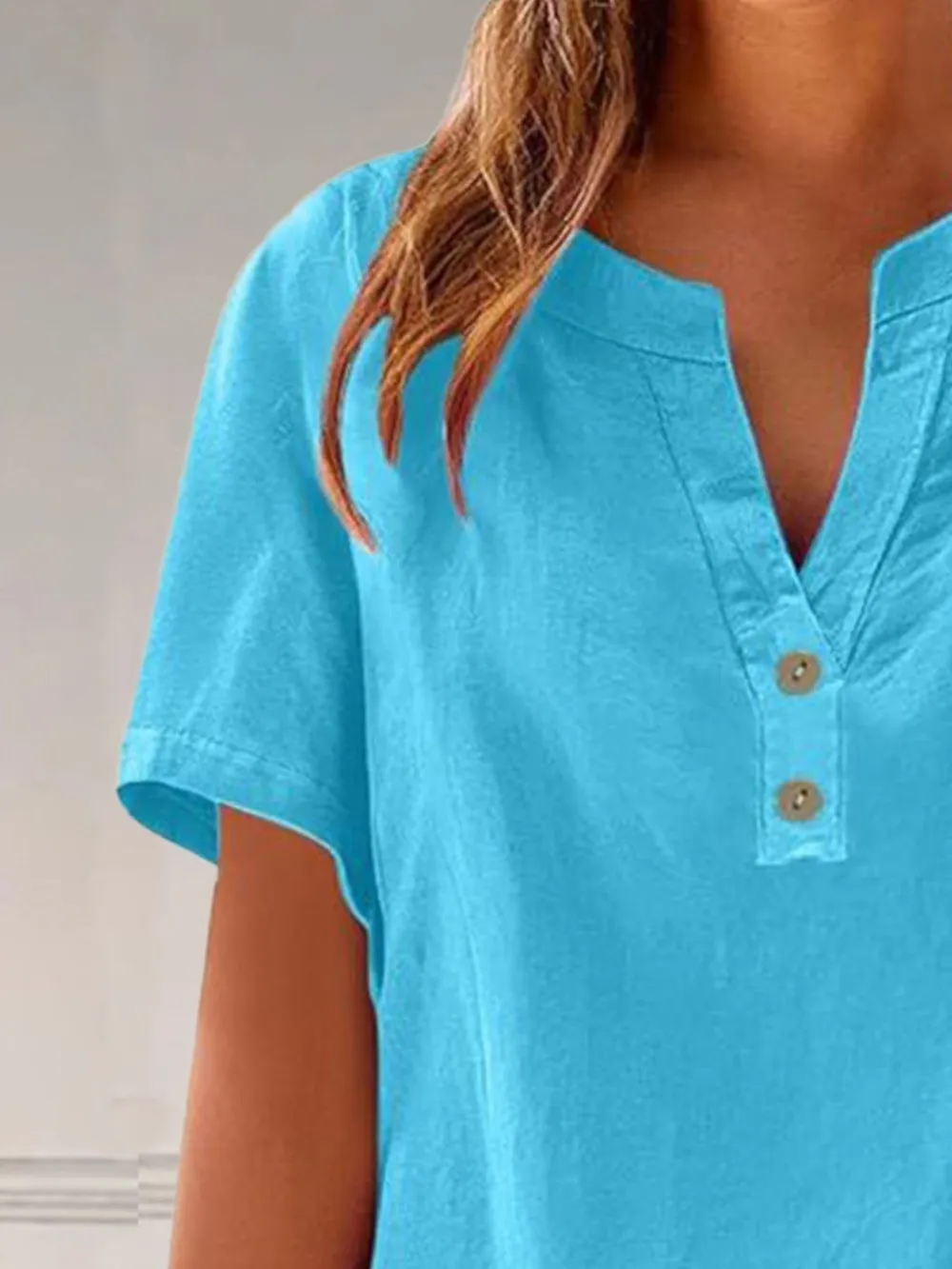Full Size Notched Short Sleeve Blouse Plus Size, image 7