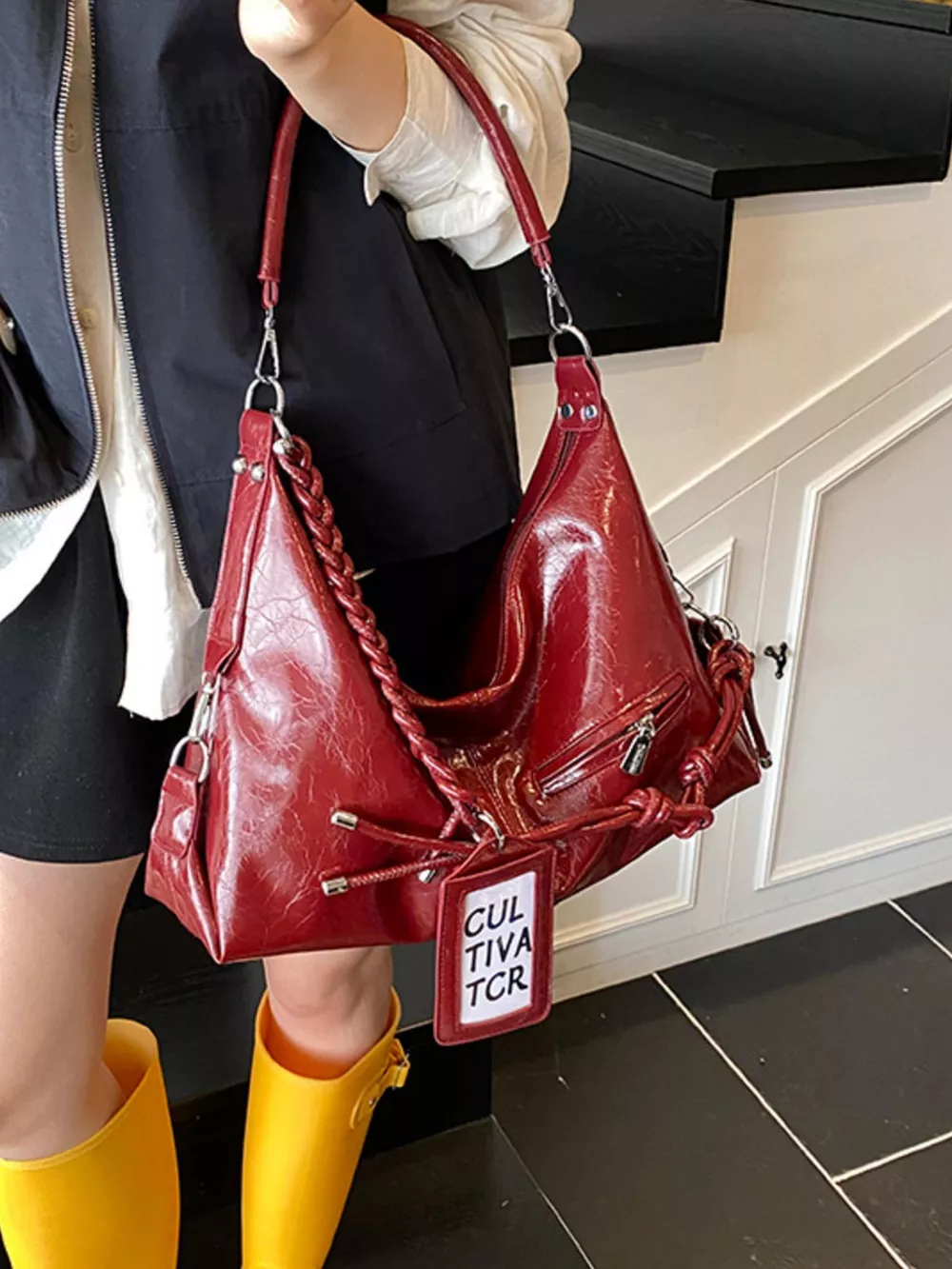 Vintage Braided Strap Shoulder Bag, image 4