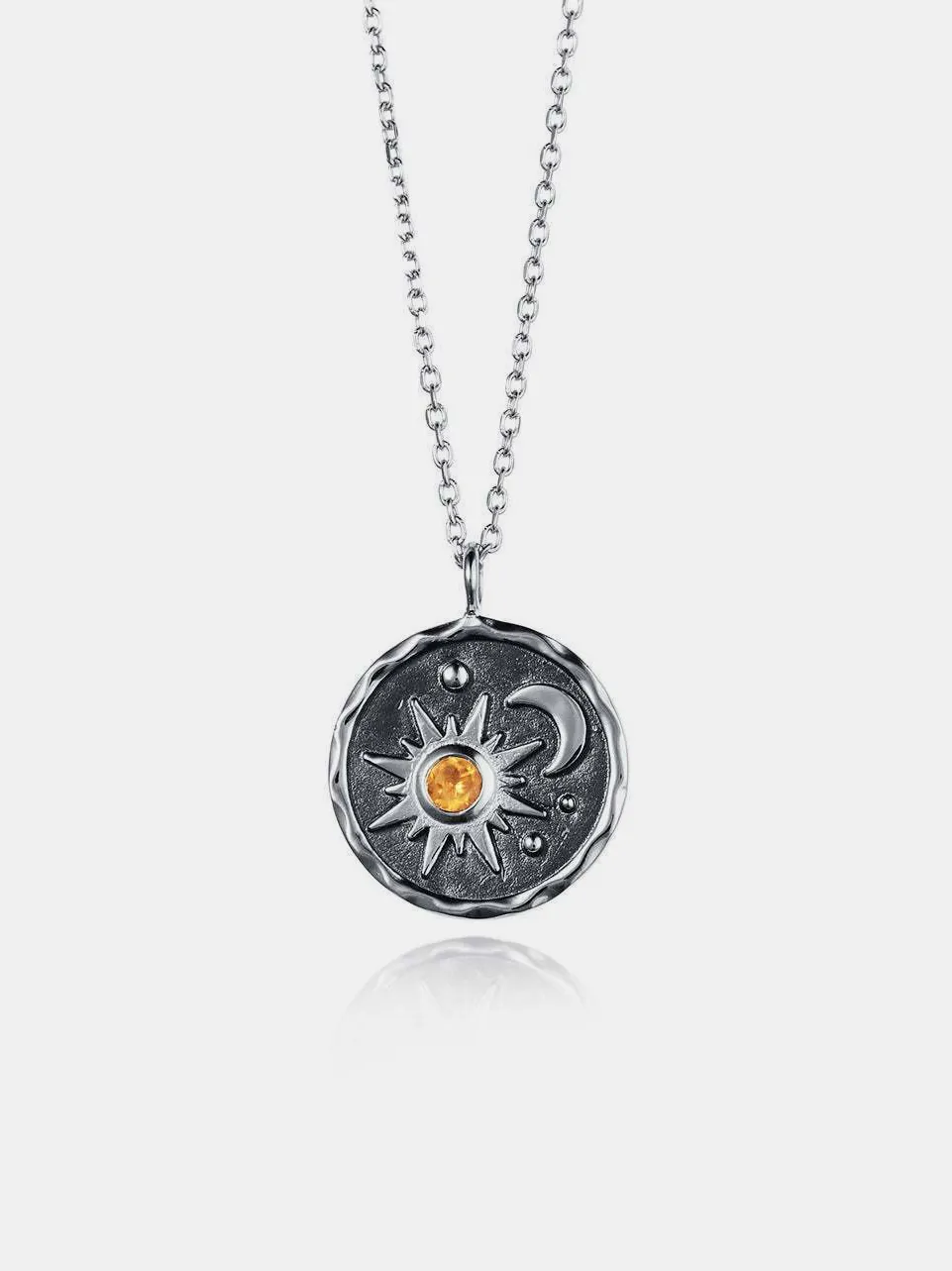 Alloy Inlaid Zircon Sun & Moon Necklace, image 2