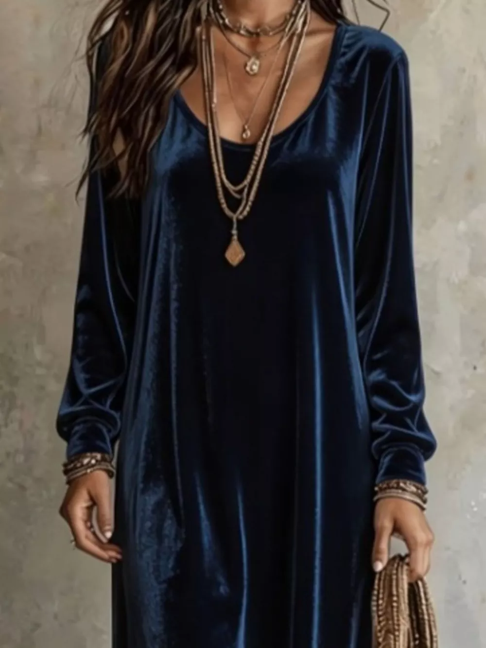 Velvet Maxi Dress with Flowy Hem, image 8