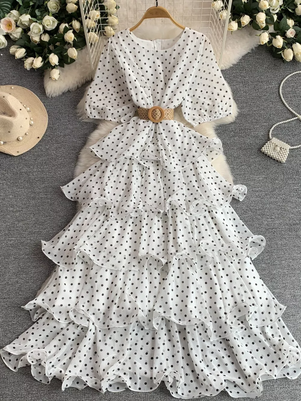 Polka Dot Ruffled Tiered Dress, image 14