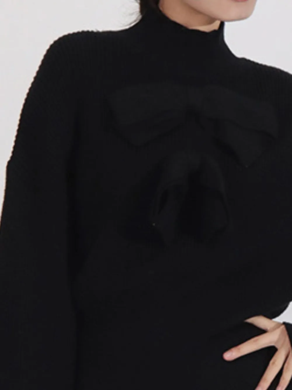 Bow Front Turtleneck Long Sleeve Sweater, image 10