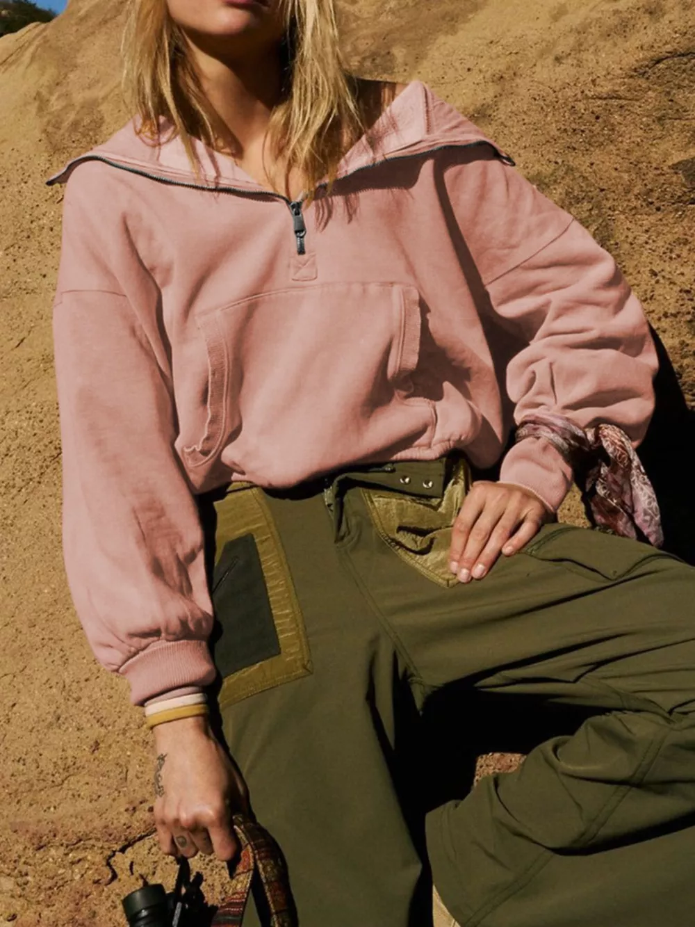 Half-Zip Dropped Shoulder Hoodie, image 19