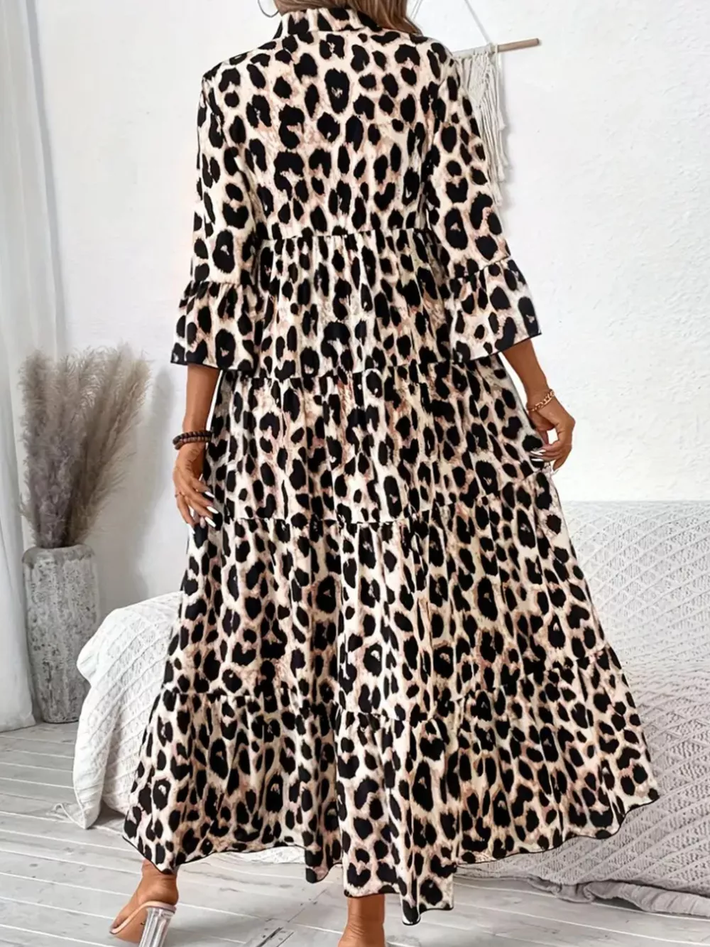 Leopard 3/4 Sleeve Midi Dress, image 6