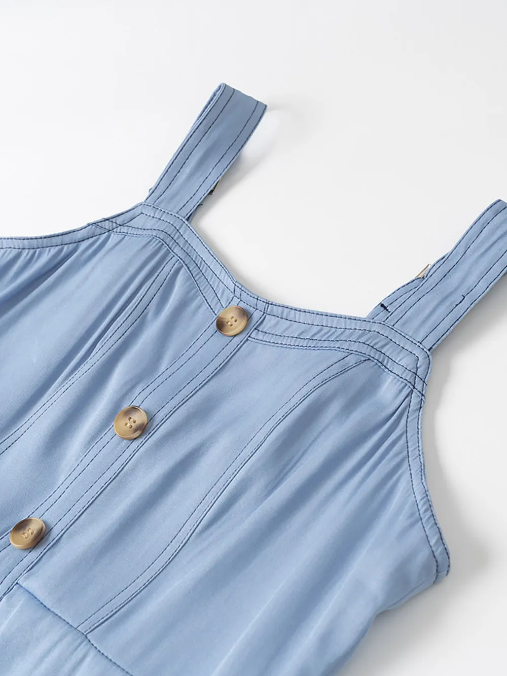 Wide Strap Sweetheart Neck Denim Dress, image 9