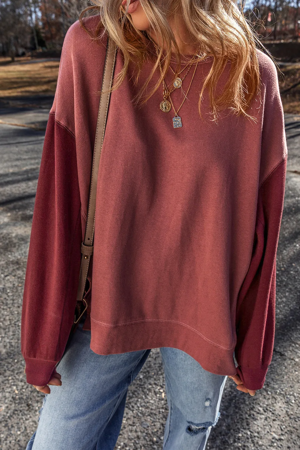 Contrast Round Neck Long Sleeve Sweatshirt, image 12
