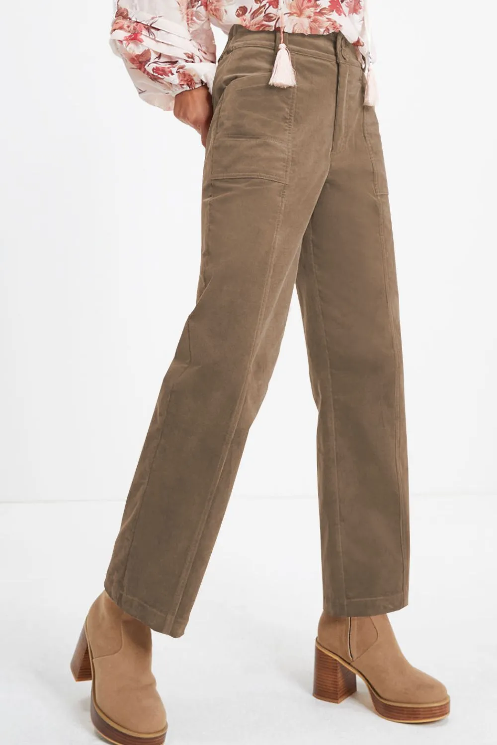 Half Elastic Waist Straight Pants, image 16