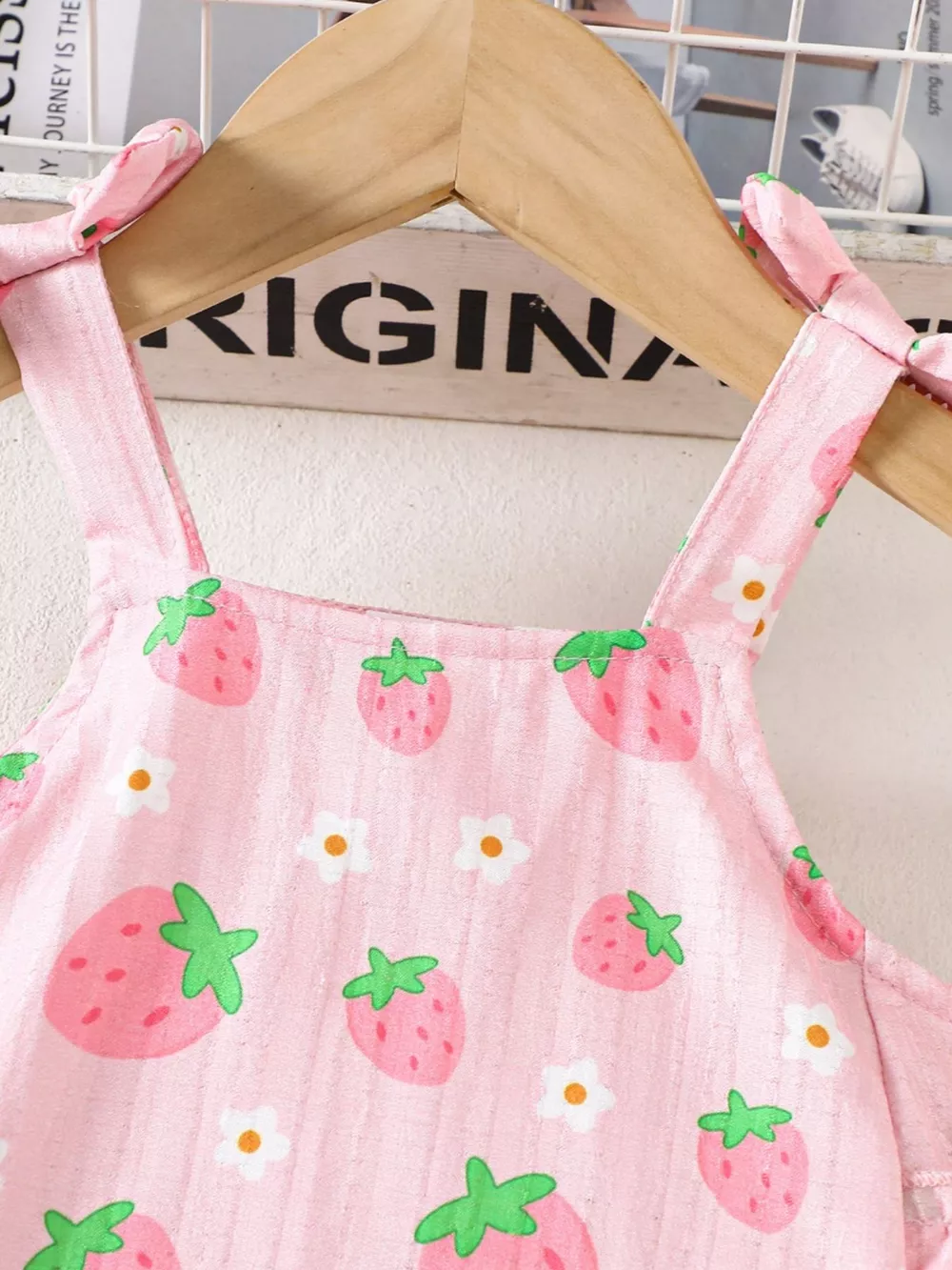 Children's Strawberry Print Ruffled Cami and Shorts Set, image 2