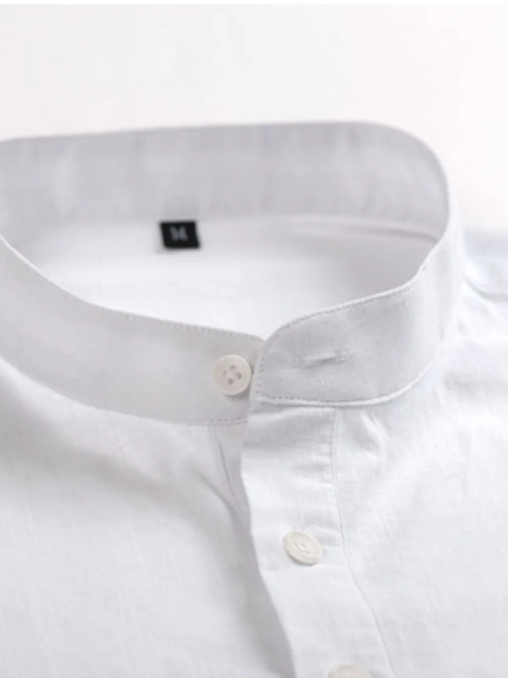 Men's Full Size Mandarin Collar Roll-Up Sleeve Shirt Plus Size, image 3