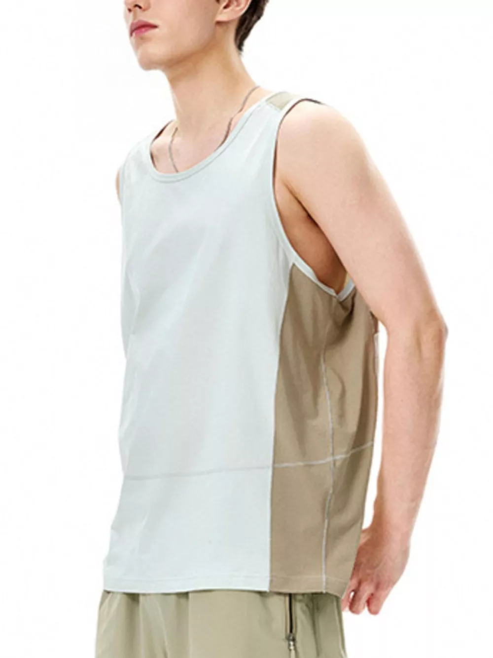 Men's Color Block Round Neck Tank, image 2