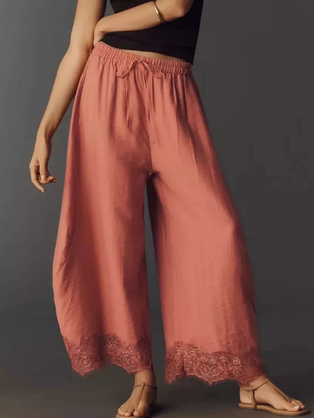 Drawstring Wide Leg Pants, image 8