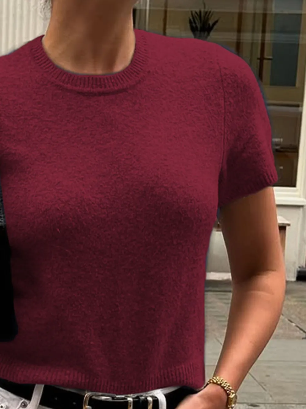 Round Neck Short Sleeve Sweater, image 9