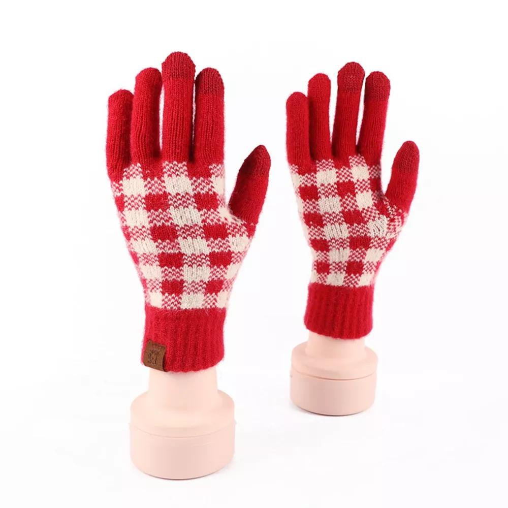 Heart Pattern Knitted Touchscreen Gloves, image 4