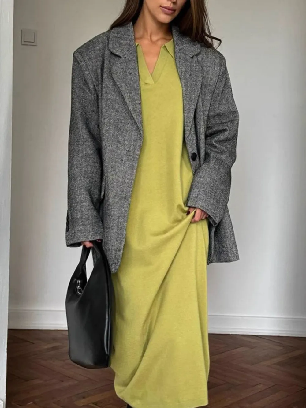 Long Sleeve Collared Neck Knit Dress, image 6