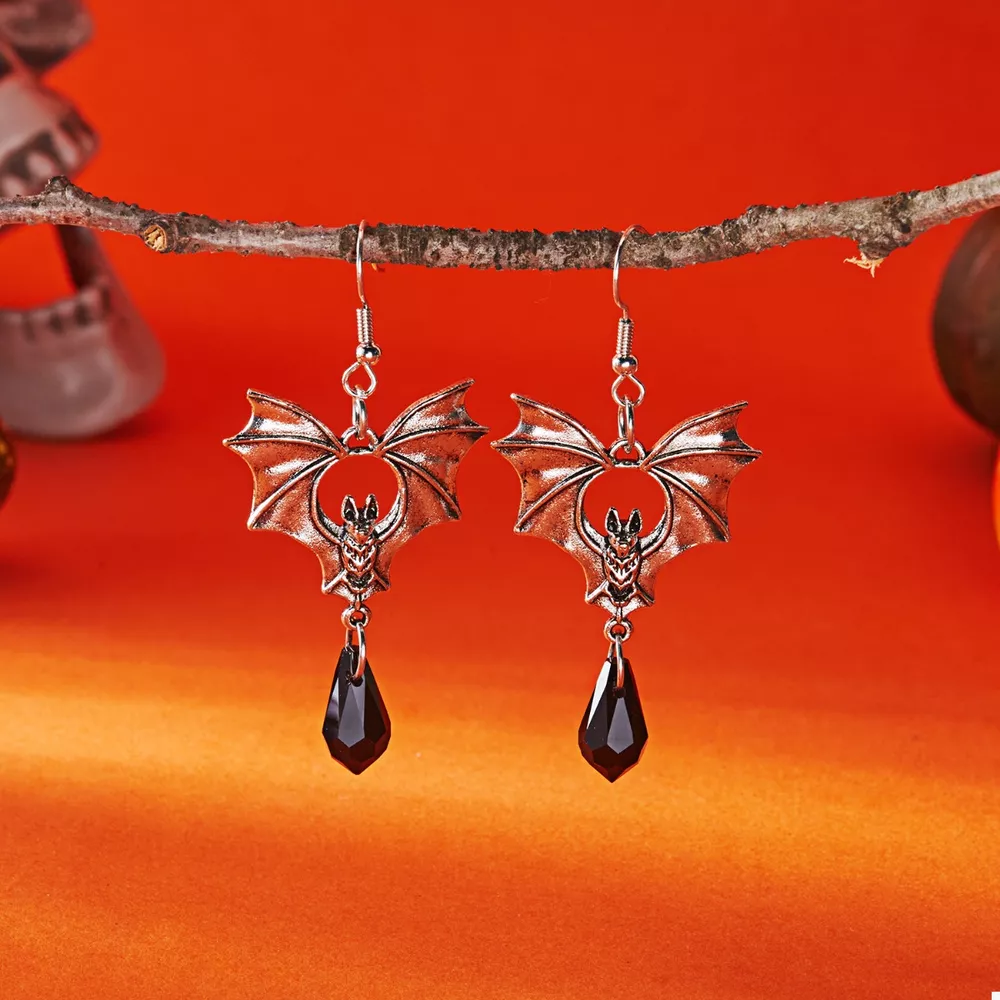 Gothic Bat Drop Earrings, image 5