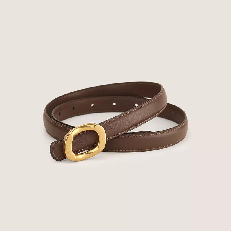 Gold Buckle Leather Belt, image 3