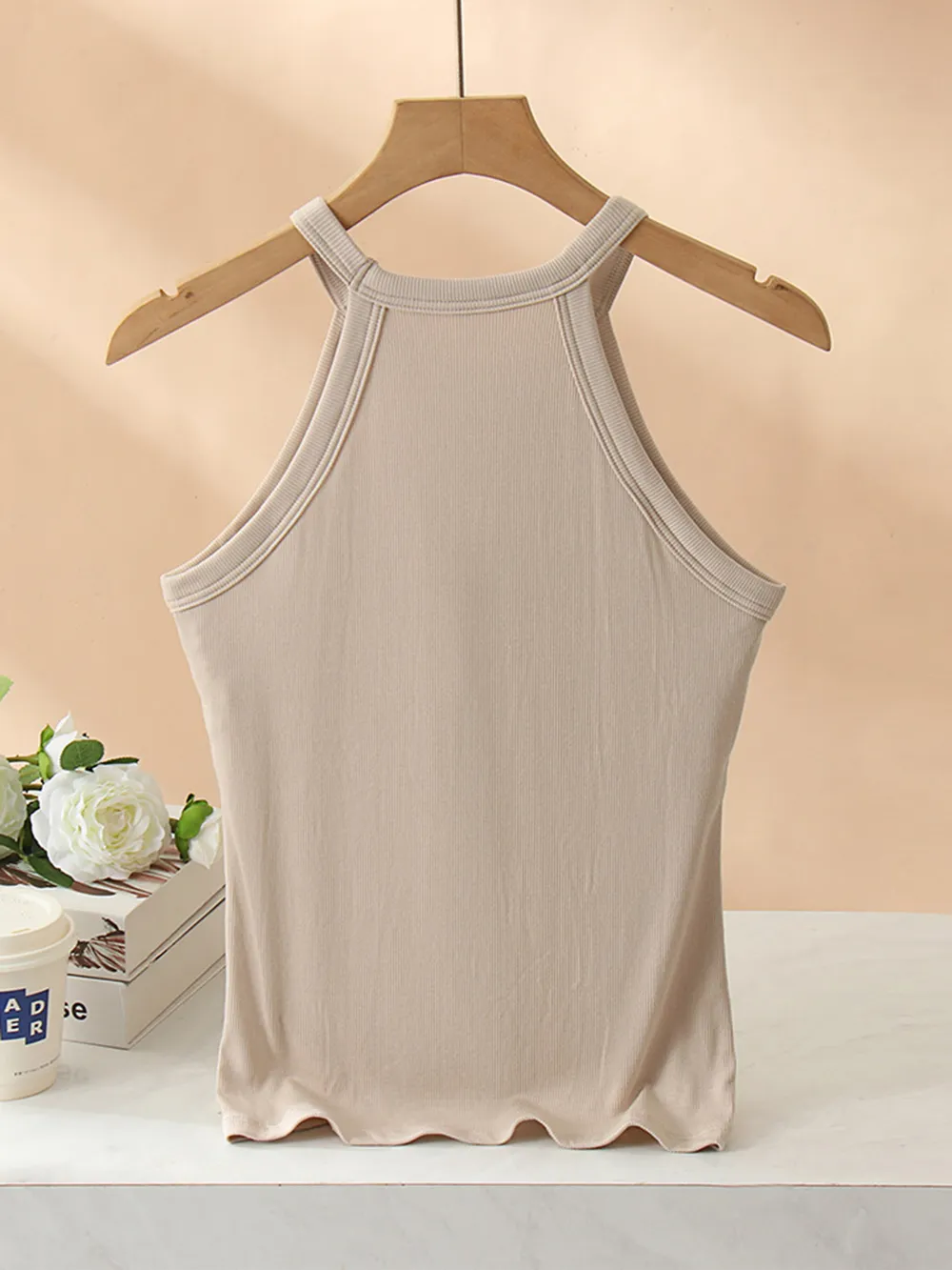 Grecian Neck Tank With Chest Pads, image 16