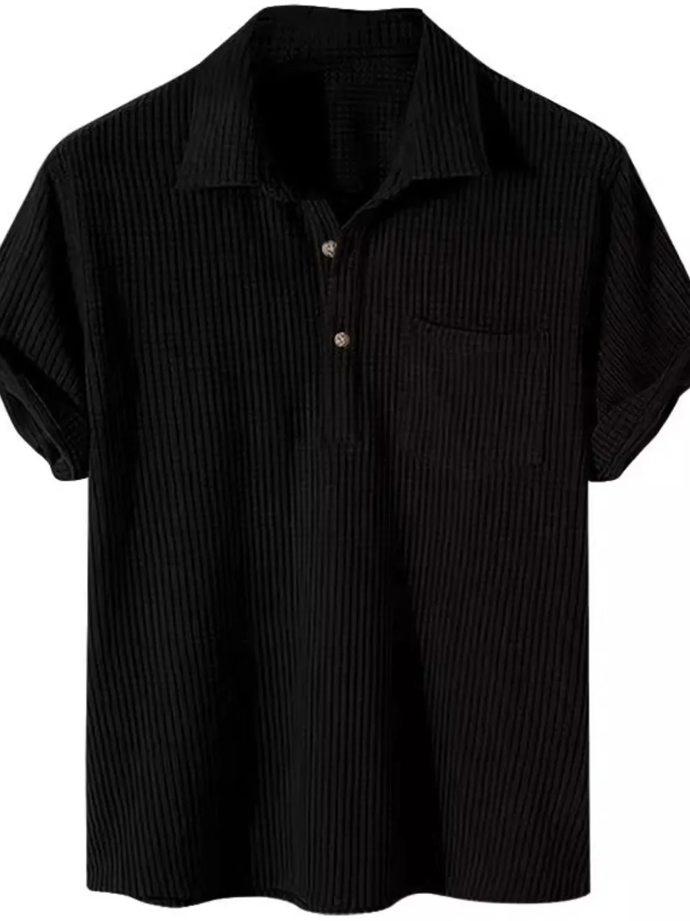 Men's Full Size Waffle-Knit Short Sleeve Polo Plus Size
