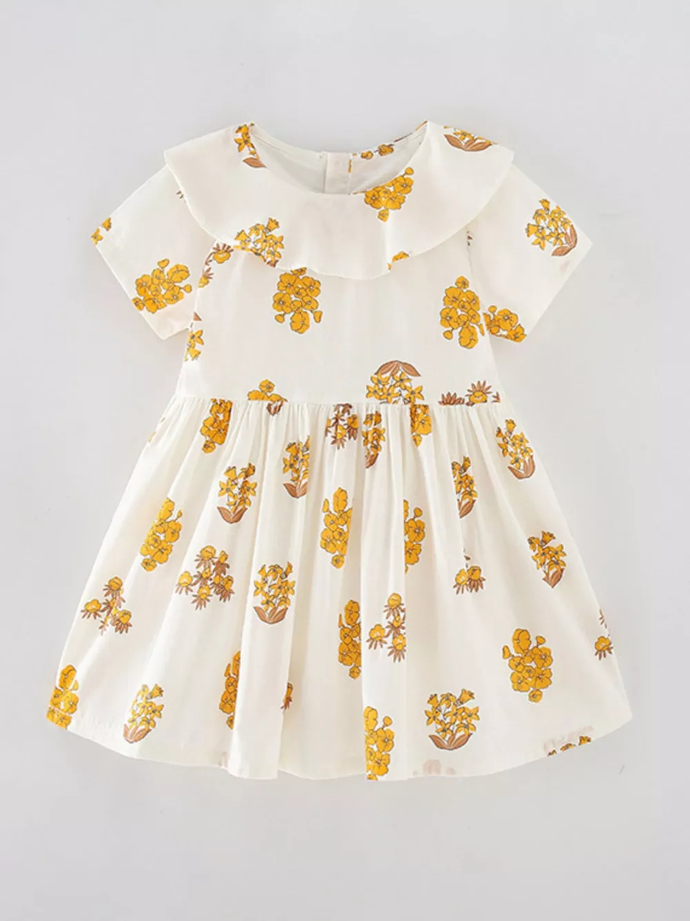Children's Floral Print Ruffle Collar Dress
