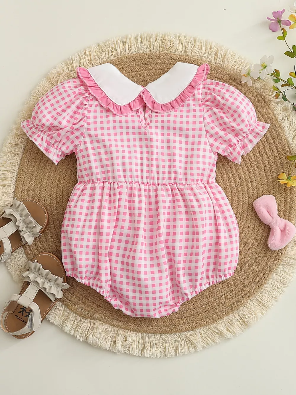 Children's Embroidered Gingham One-Piece, image 8