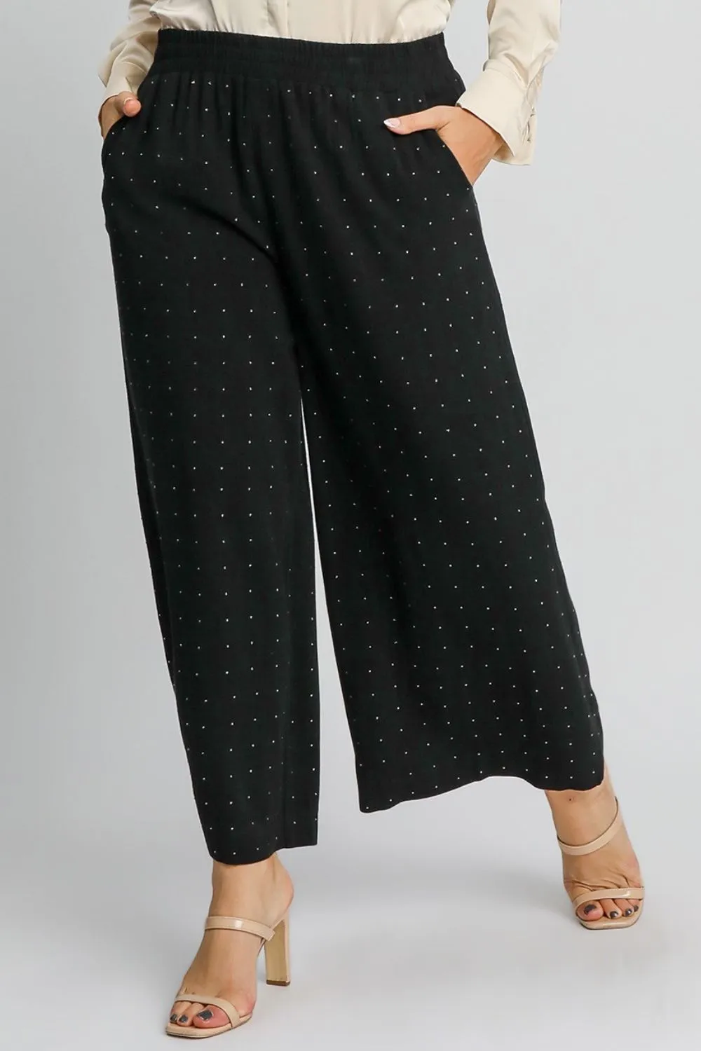Full Size High Waisted Embellished Linen Pants Plus Size, image 4