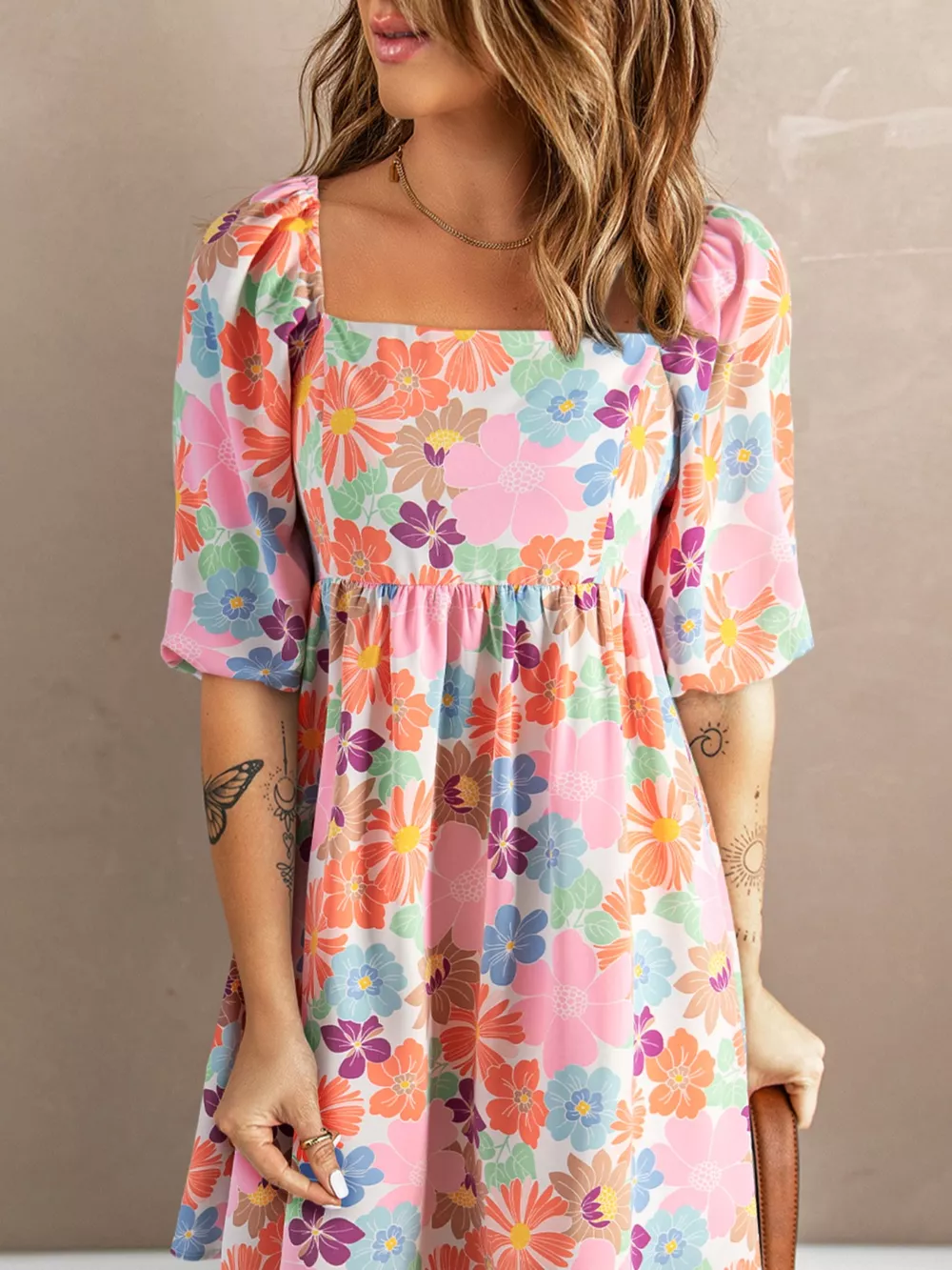 Printed Half Sleeve Mini Dress