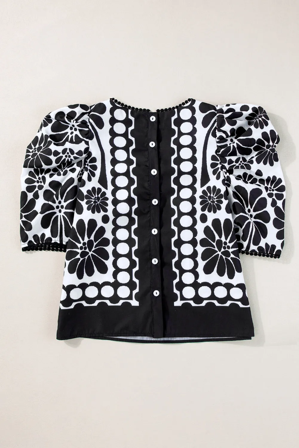 Printed Round Neck Half Sleeve Blouse, image 2