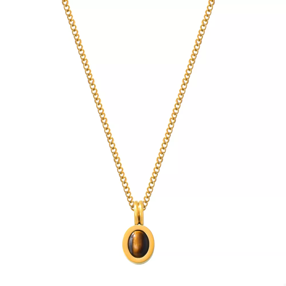 2 Piece Natural Stone and Gold Chain Necklace with Pendant, image 5
